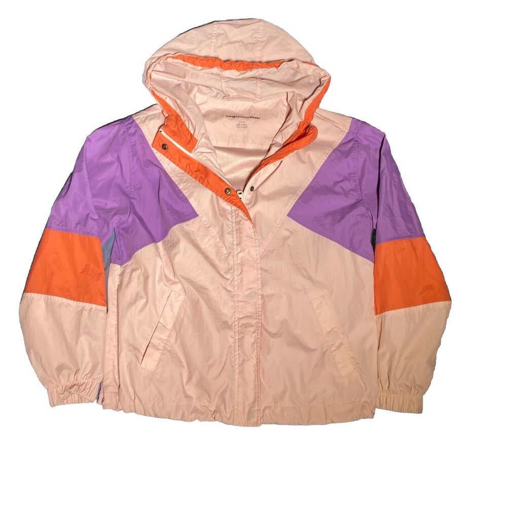 American Eagle Vintage Style Pastel Color Block Windbreaker Womens Size S 90s